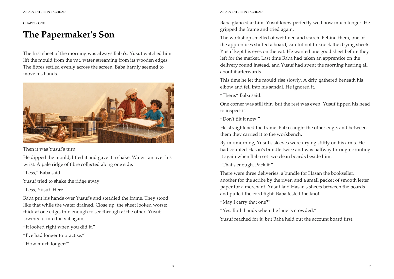 An Adventure in Baghdad — Actual Reading Edition opening pages