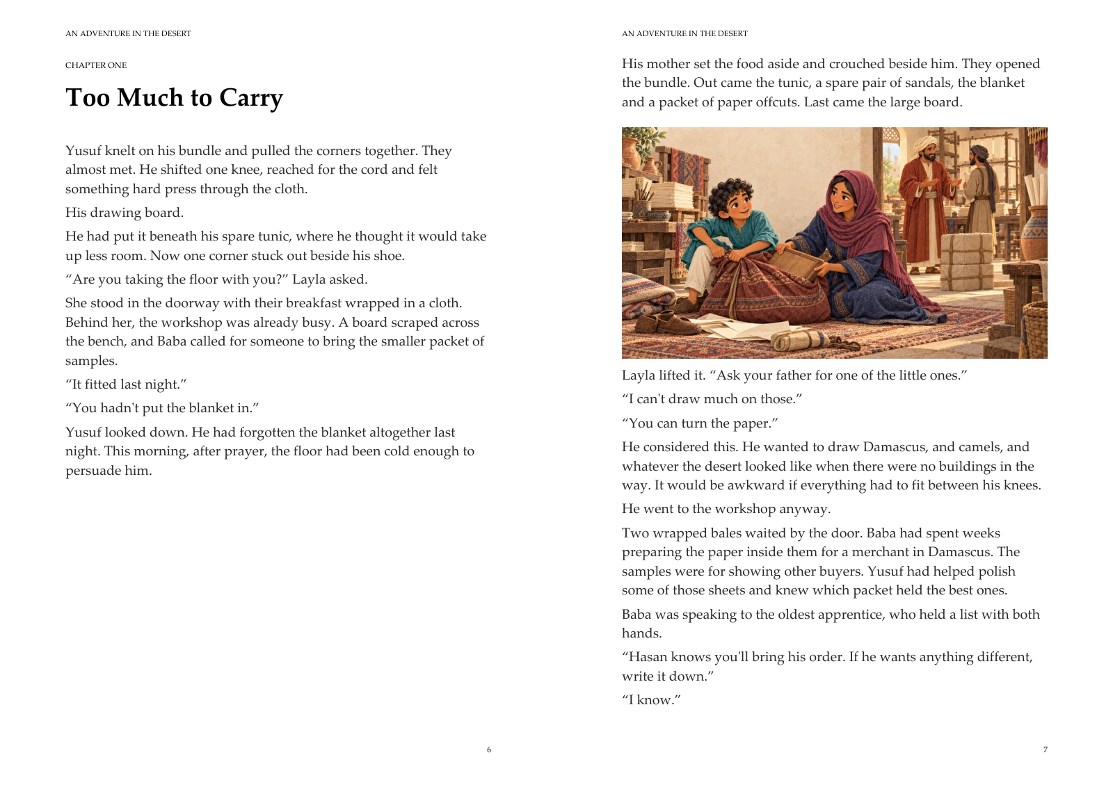 An Adventure in the Desert — Actual Reading Edition opening pages