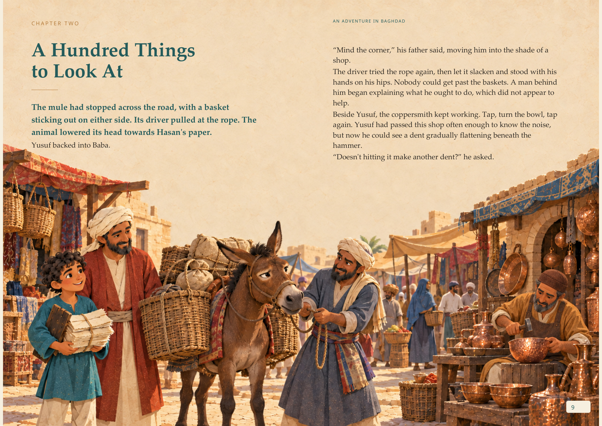 An Adventure in Baghdad — Actual final landscape pages · view 2