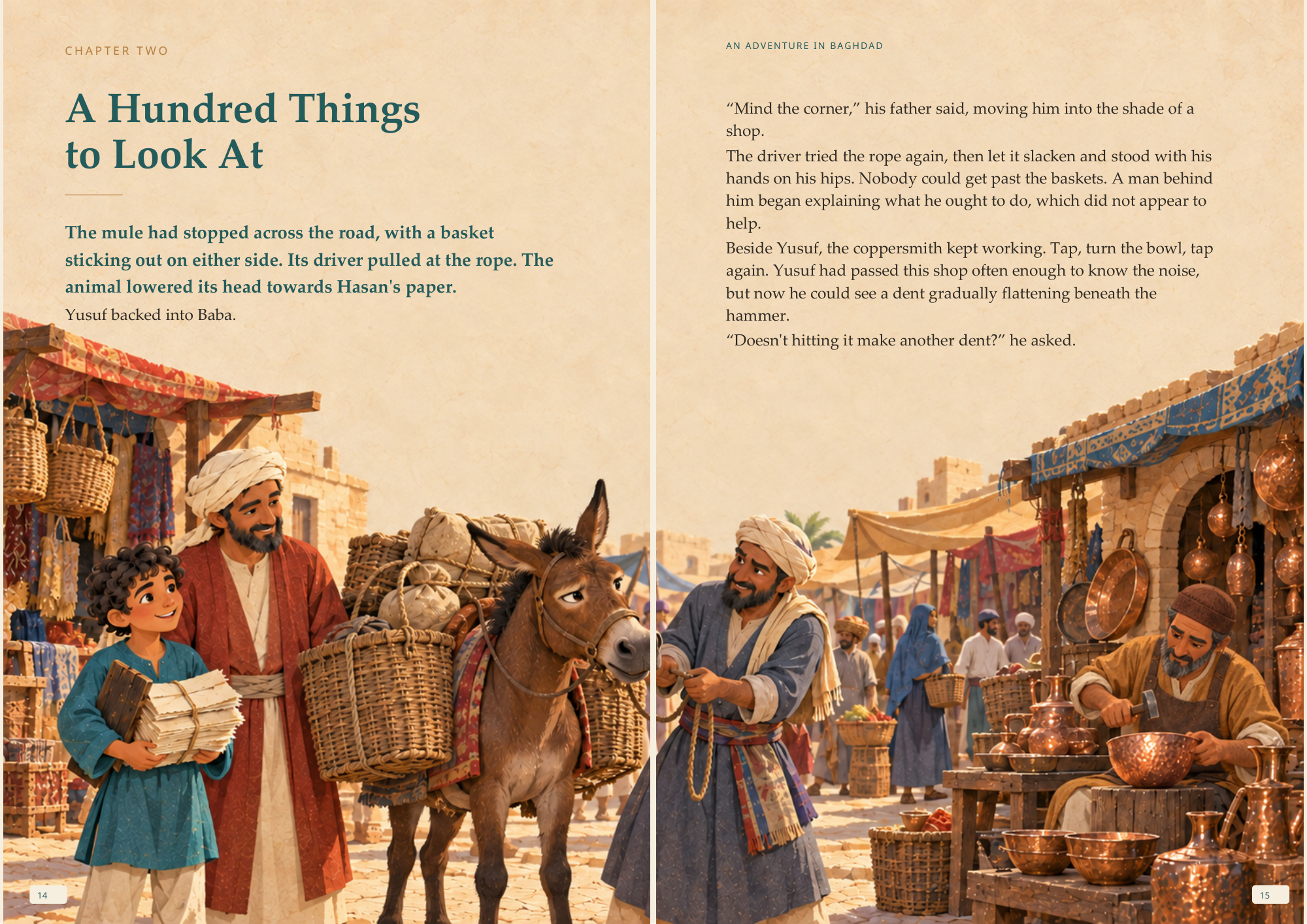 An Adventure in Baghdad — Actual final portrait pages · view 2