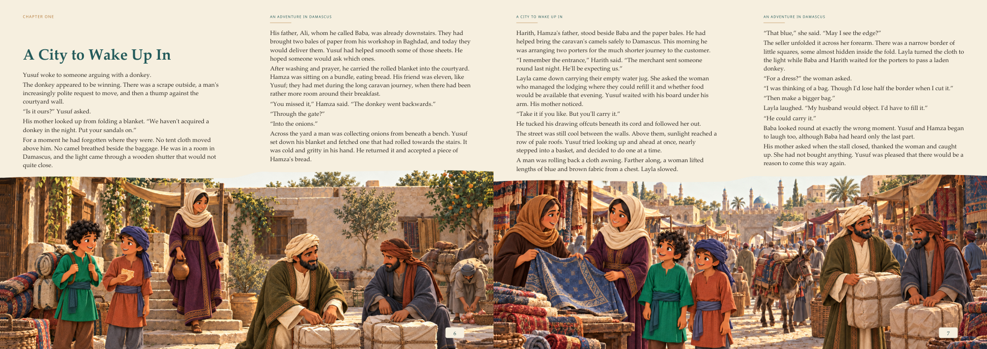 An Adventure in Damascus — Actual final landscape pages · view 1