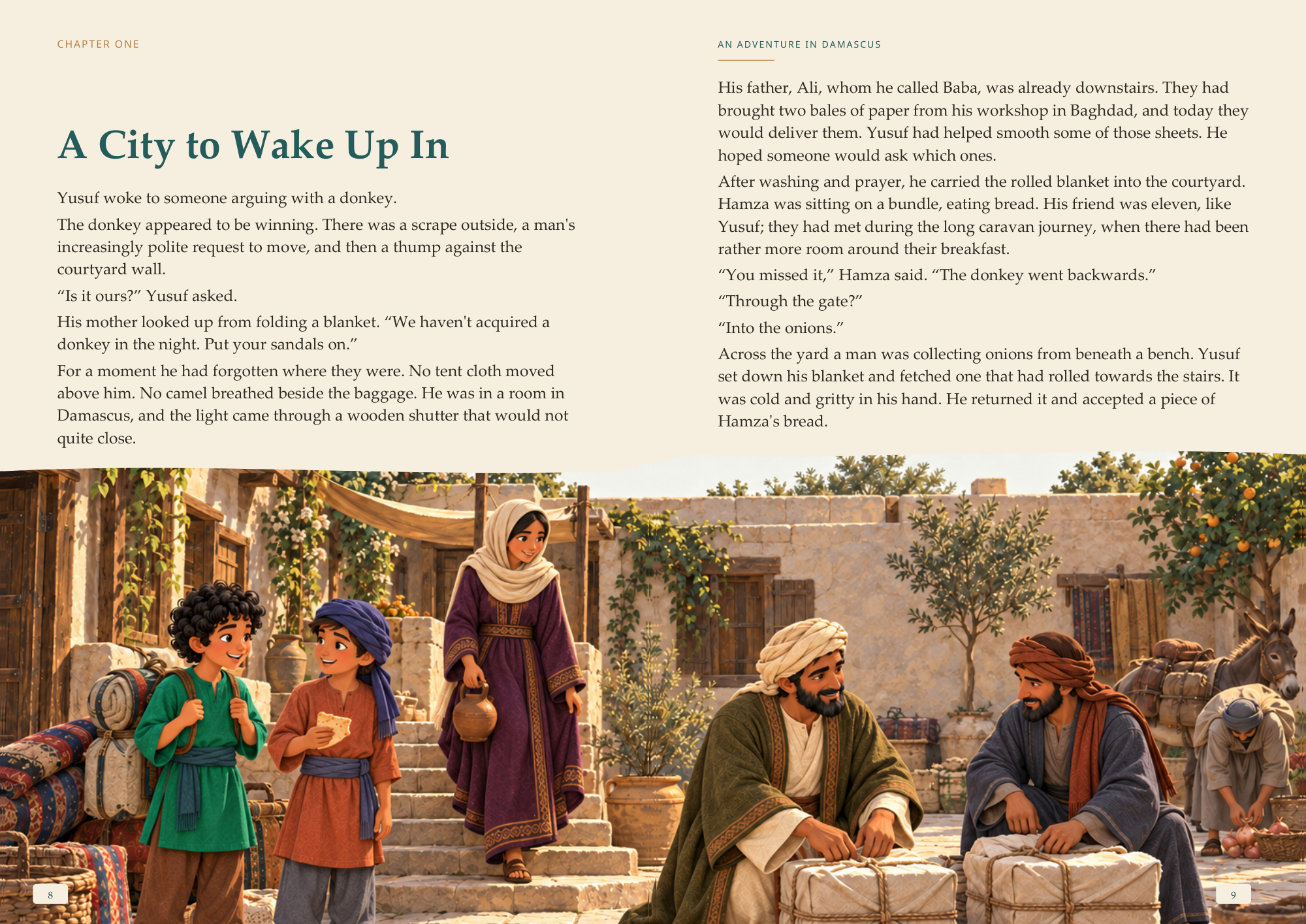 An Adventure in Damascus — Actual final portrait pages · view 1