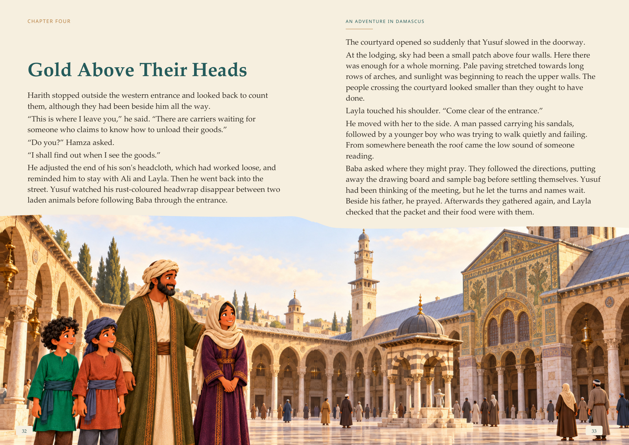 An Adventure in Damascus — Actual final portrait pages · view 2