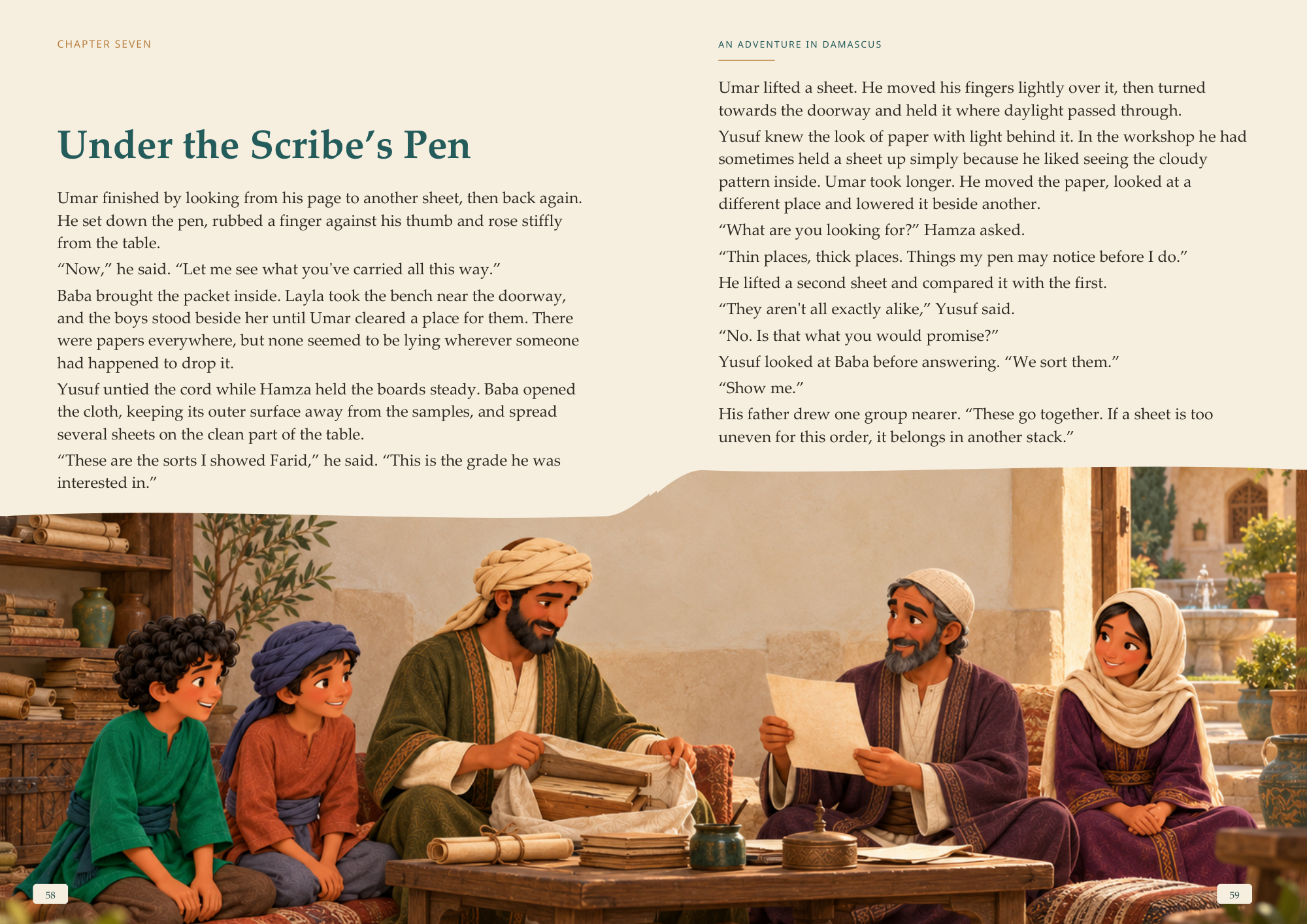 An Adventure in Damascus — Actual final portrait pages · view 3
