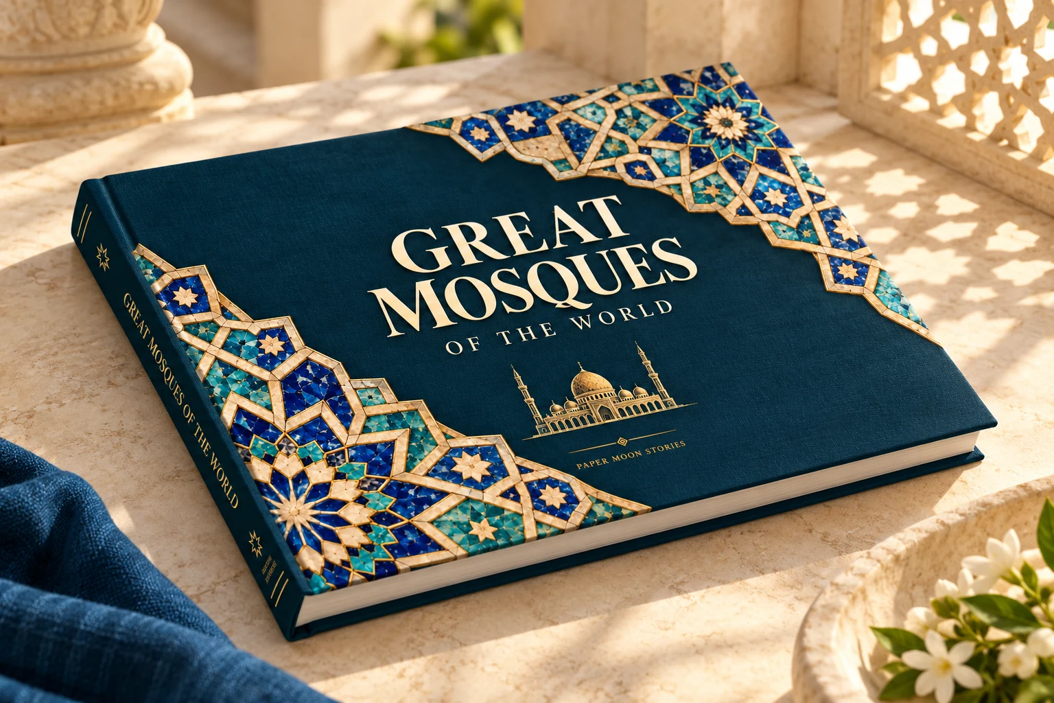 Great Mosques of the World hardback in an illustrative reading setting