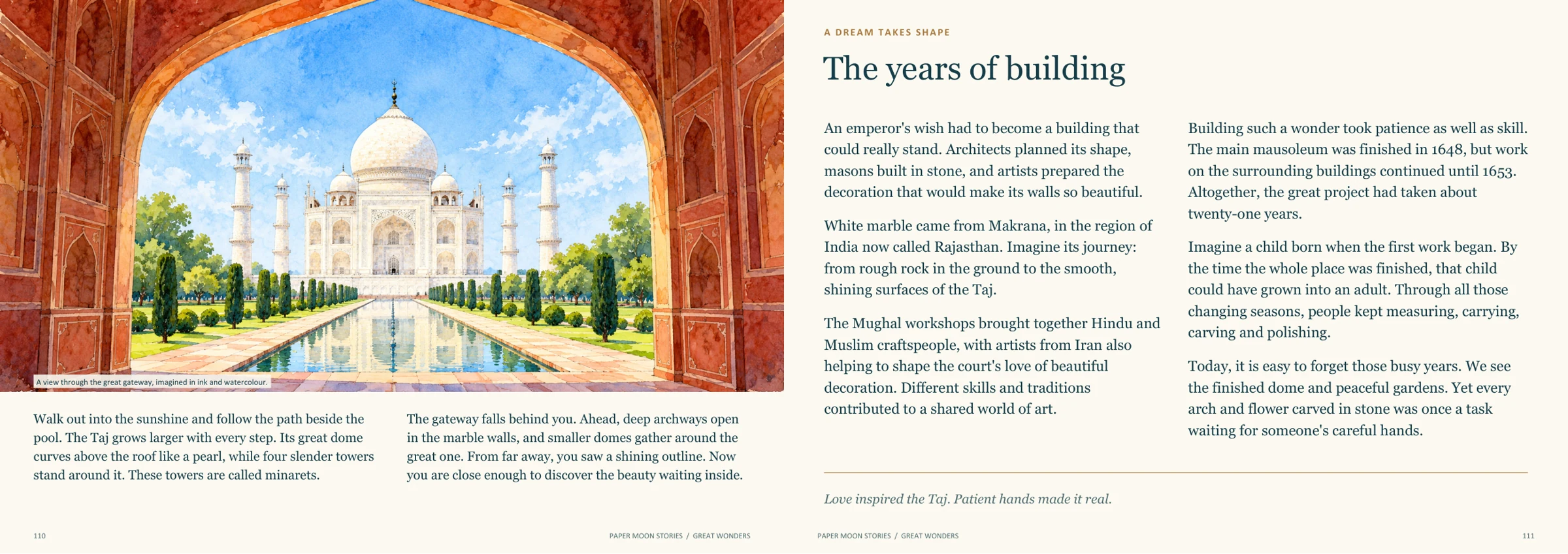 Taj Mahal · light, gardens and craftsmanship