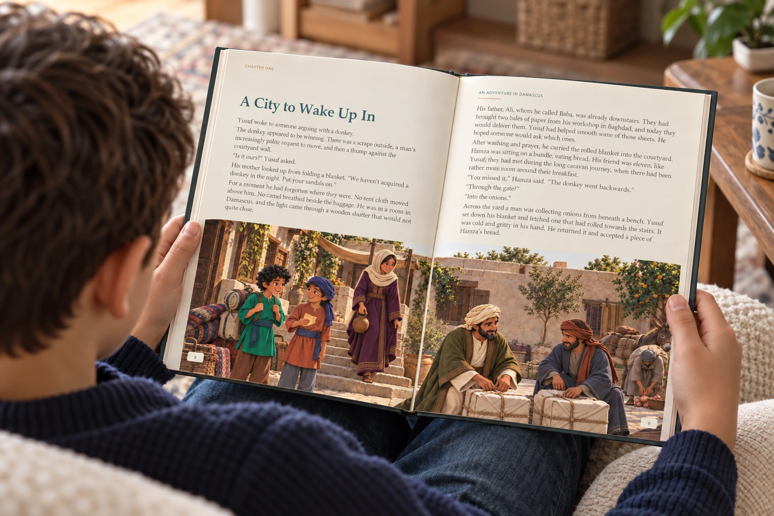 An Adventure in Damascus — Illustrative photograph · Portrait child reading